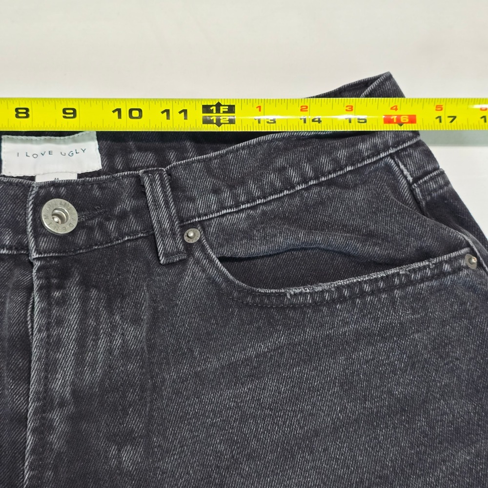 I Love Ugly Mens Faded Black Denim Jeans Straight Leg Size M 32x26 - Picture 6 of 16